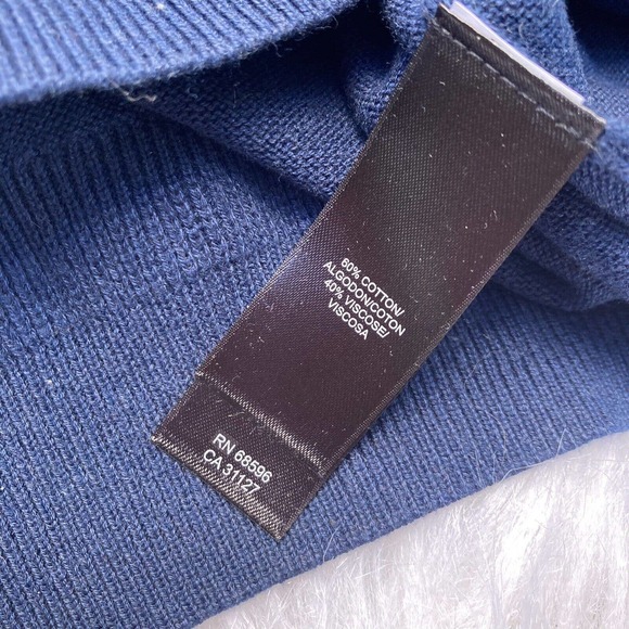 DKNY Jeans Blue Cotton Pullover Sweater Size Medium Casual Career Autumn Mens - Picture 5 of 6